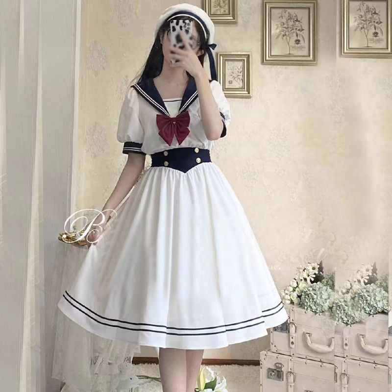 Sailor Lolita Sea Wind Lolita OP Sweet Japanese Uniform Dress