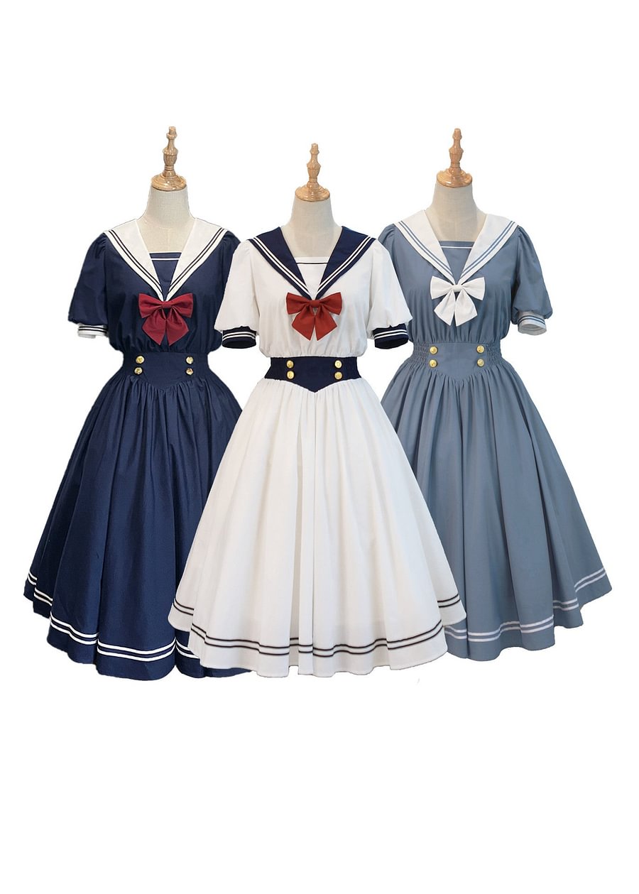 Sailor Lolita Sea Wind Lolita OP Sweet Japanese Uniform Dress