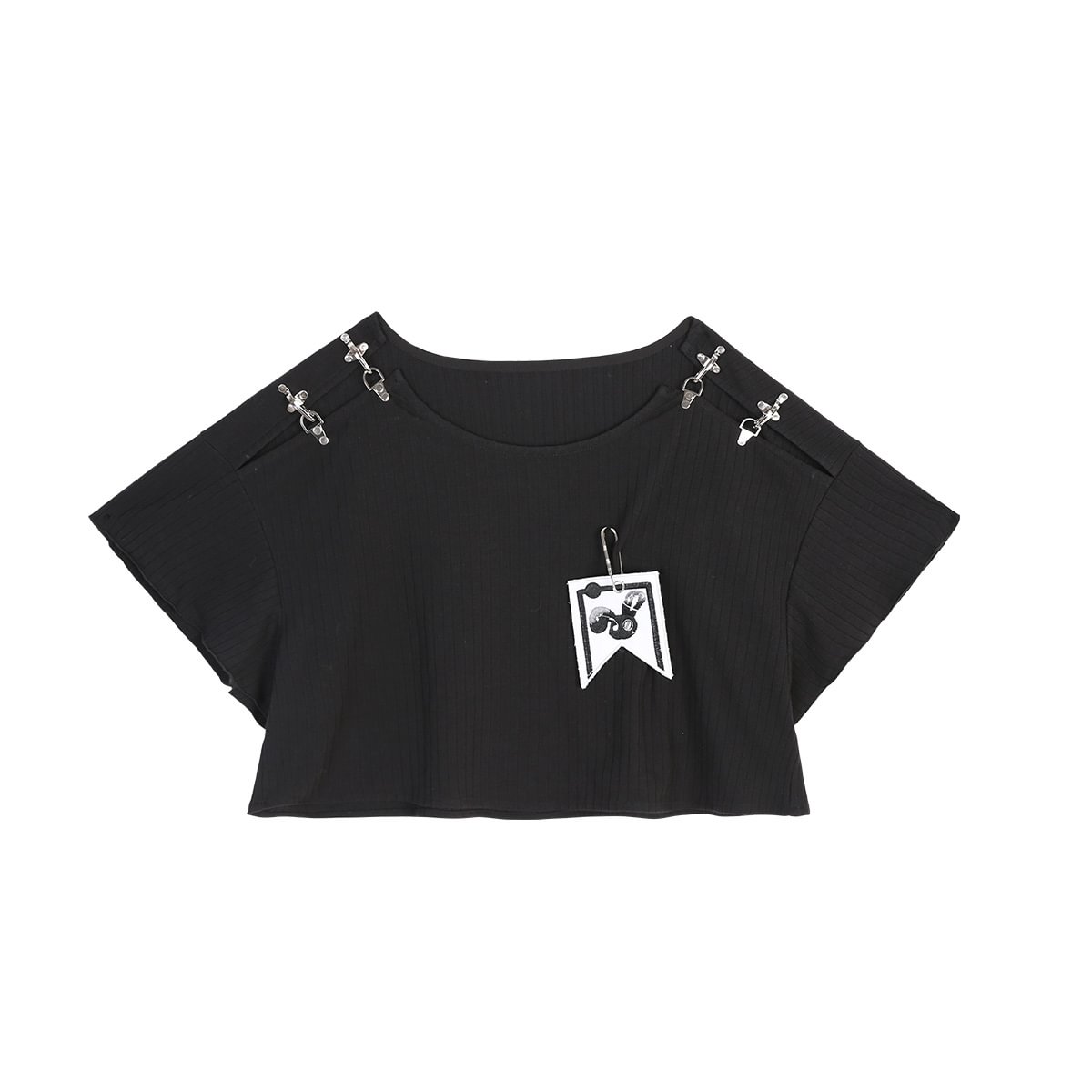 Simple Goth Suit Cool Girl Lolita Long Sleeve Shirt Set Black-white