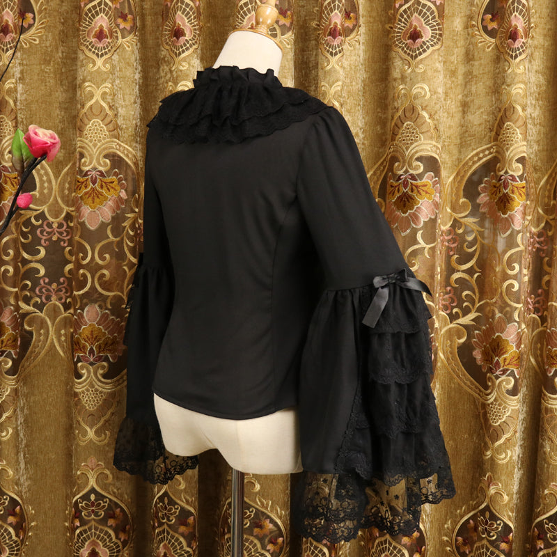 Lolita Blouses Gothic Spring and Autumn Lace Long Sleeve Inner Shirt Chiffon Ji Sleeve Shirt