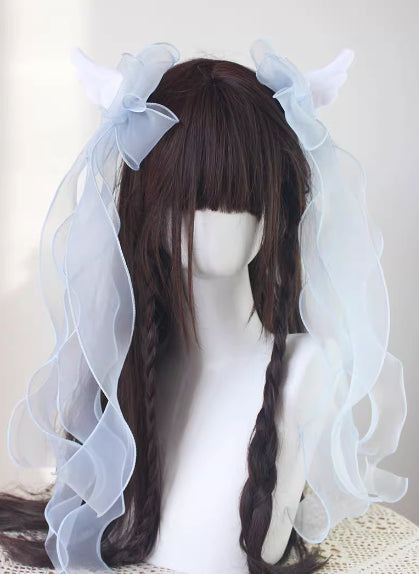 Sweet Angel Wings Ribbon Bow Hair Clips Subculture Y2K Lolita Hair Accessories