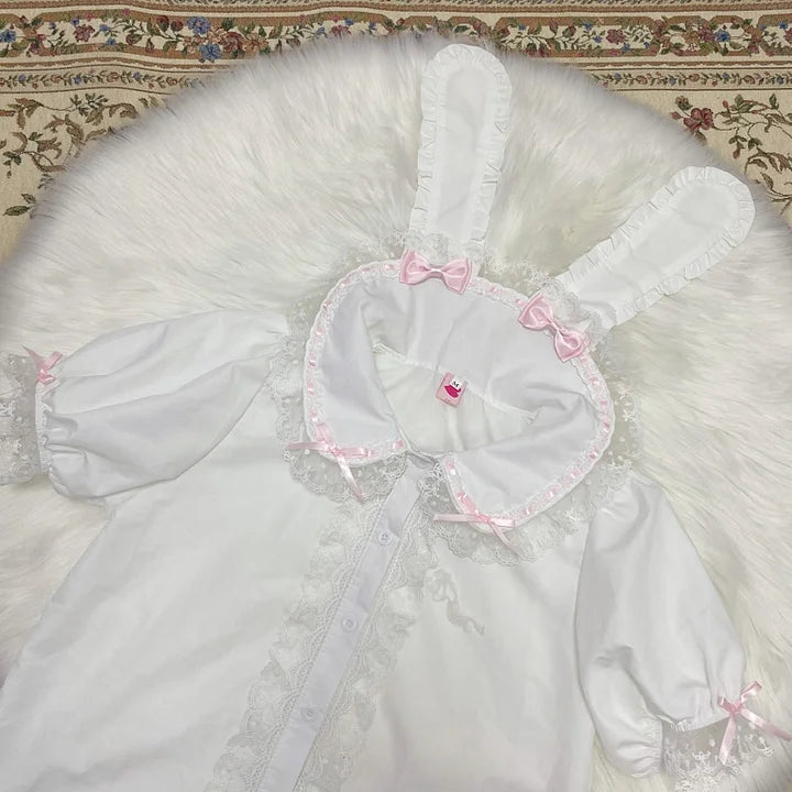 Sweet and Cute Pink Japanese Lolita Rabbit Ears Versatile Shirt Blouse