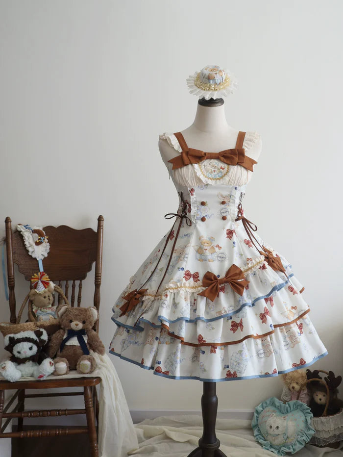 The Beige and Green Seaside Tea Party Lolita JSK is designed to blend vintage charm with sweet elegance. Featuring a classic strap silhouette, it is adorned with soft ruffles and delicate details that highlight femininity. The fresh color options of beige and green bring versatility—beige for a gentle, timeless look, and green for a lively, refreshing style. Perfect for seaside outings, tea parties, or casual gatherings, it captures the playful yet elegant spirit of Lolita fashion.