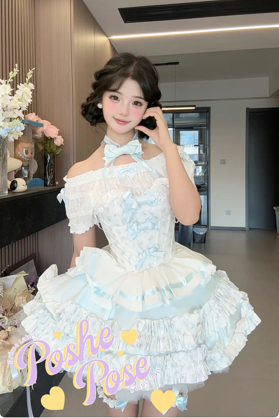Sweet Lolita Birthday Ballet Gown Blue - White Princess Cake Dress Set Annie Garden