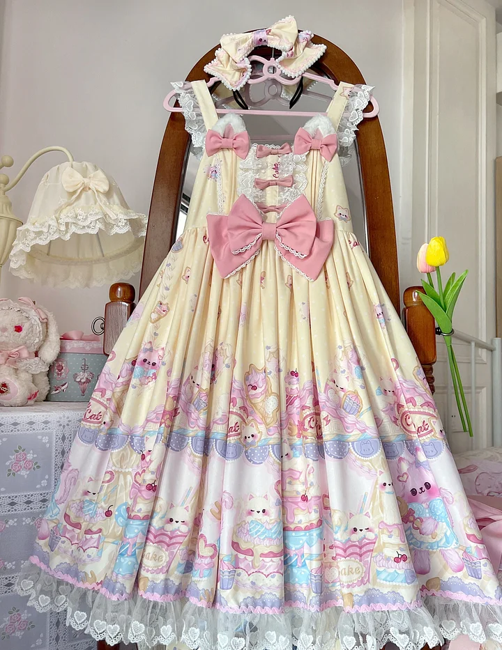 Sweet Lolita Cat Printed Cute JSK Dress