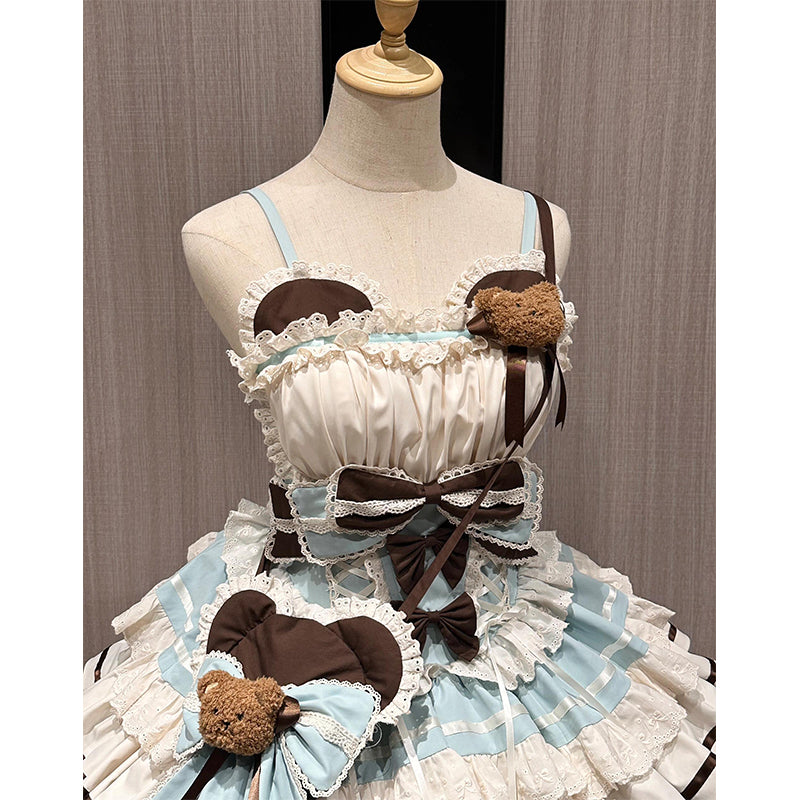 Sweet Lolita Chocolate Dress Bear Girl  Mint Brown Cream Cake Lolita Lolita Outfits