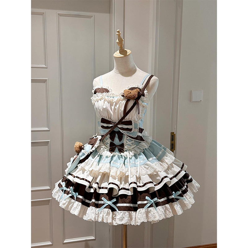 Sweet Lolita Chocolate Dress Bear Girl  Mint Brown Cream Cake Lolita Lolita Outfits