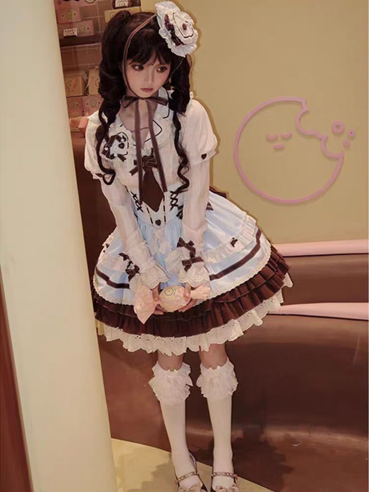 Sweet Lolita Christmas Coffee Bustier JSK Dress Cute Daily Lolita Outfit