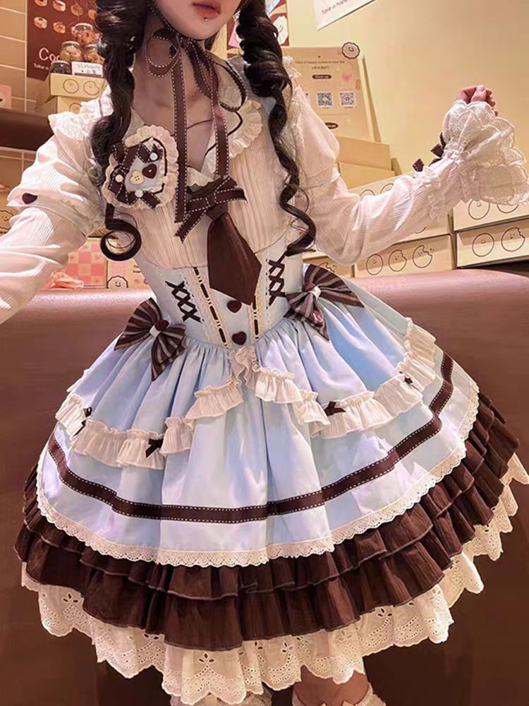 Sweet Lolita Christmas Coffee Bustier JSK Dress Cute Daily Lolita Outfit