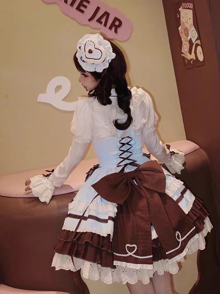 Sweet Lolita Christmas Coffee Bustier JSK Dress Cute Daily Lolita Outfit