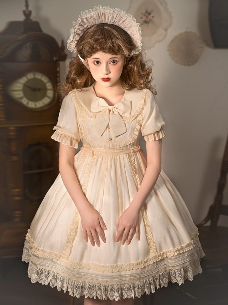 Sweet Lolita Cute White Princess Dress Op Generation Color Short Sleeve Dream Bubble Sleeve Summer Dress