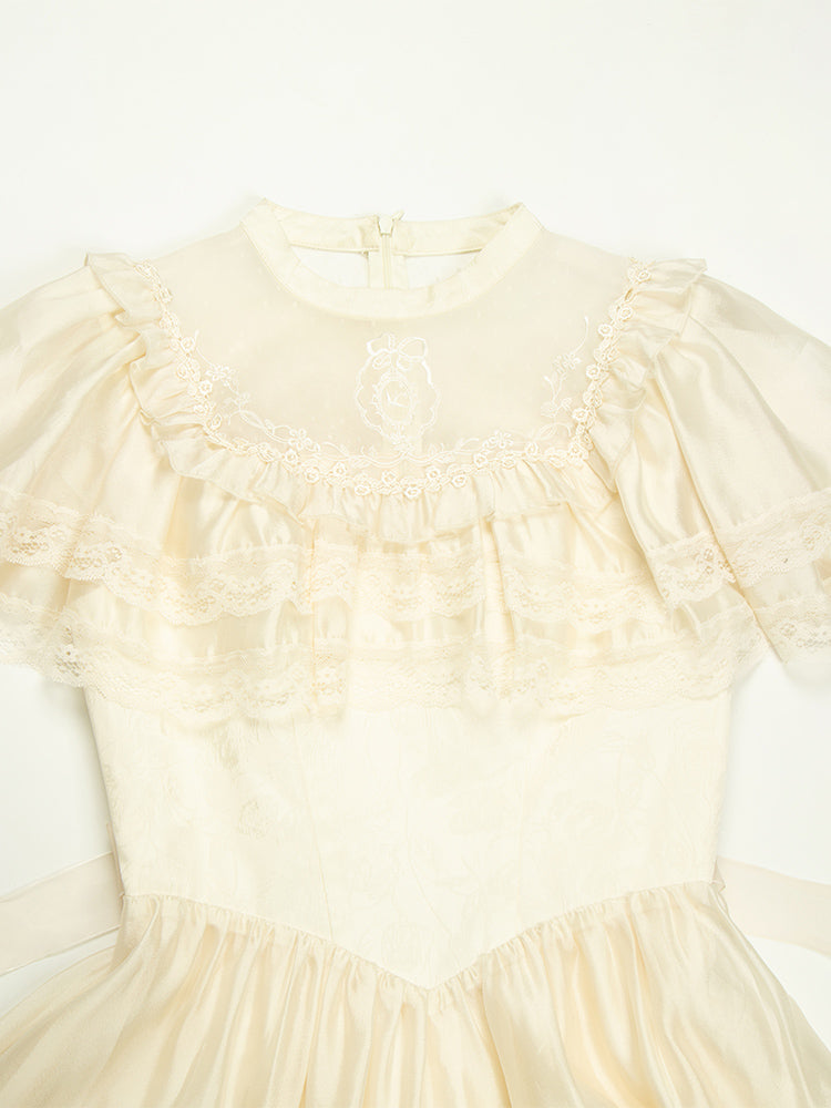 Classic Lolita Dresses Apricot Edward Collar Short-sleeved Gemini Summer Light Lolita