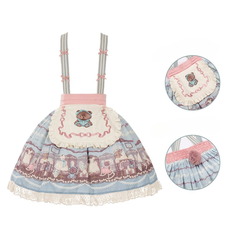 Sweet Lolita Dress Cute Pink Blue Color Matching OP Dress To Wear Summer Style