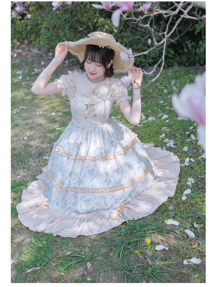 Sweet Lolita Floral Elegant Long Dress Lolita Sleeveless Dress