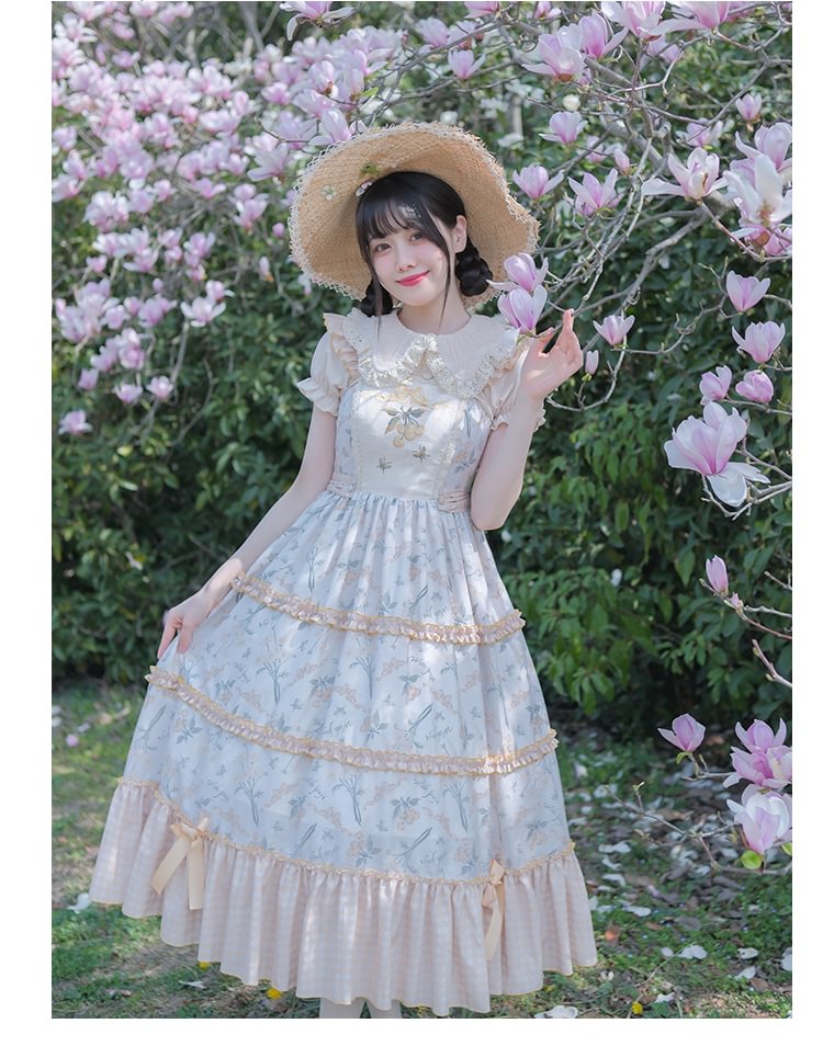 Sweet Lolita Floral Elegant Long Dress Lolita Sleeveless Dress