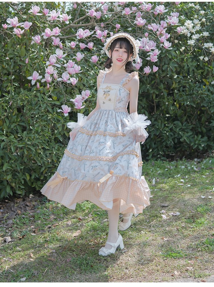 Sweet Lolita Floral Elegant Long Dress Lolita Sleeveless Dress
