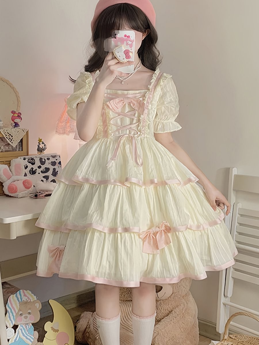 Sweet Lolita Floral Marriage Plus Size Short Sleeve Ruffle Lolita Princess Dress Summer 4XL Lolita Dress