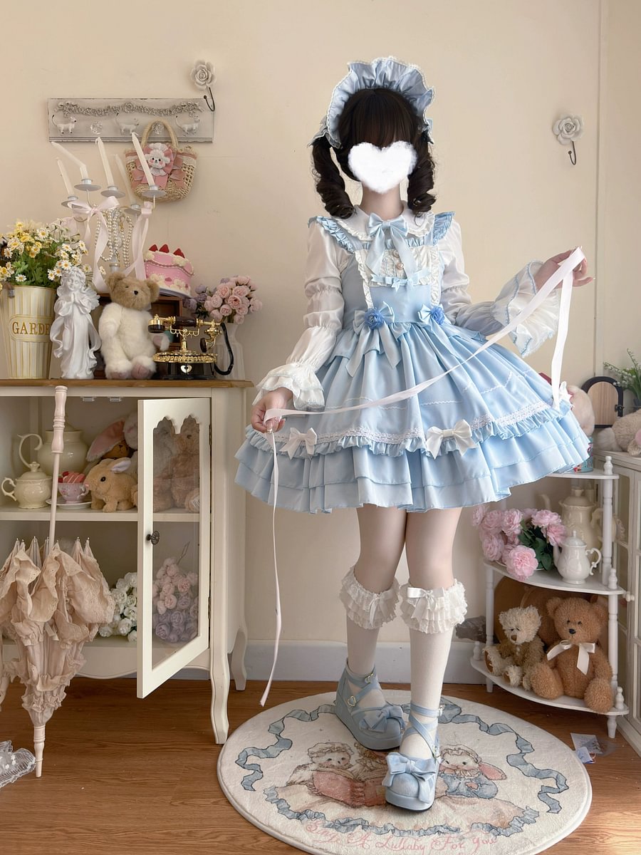 Sweet Lolita JSK Dress for Summer with Bow Red Pink Blue Black ColorDress
