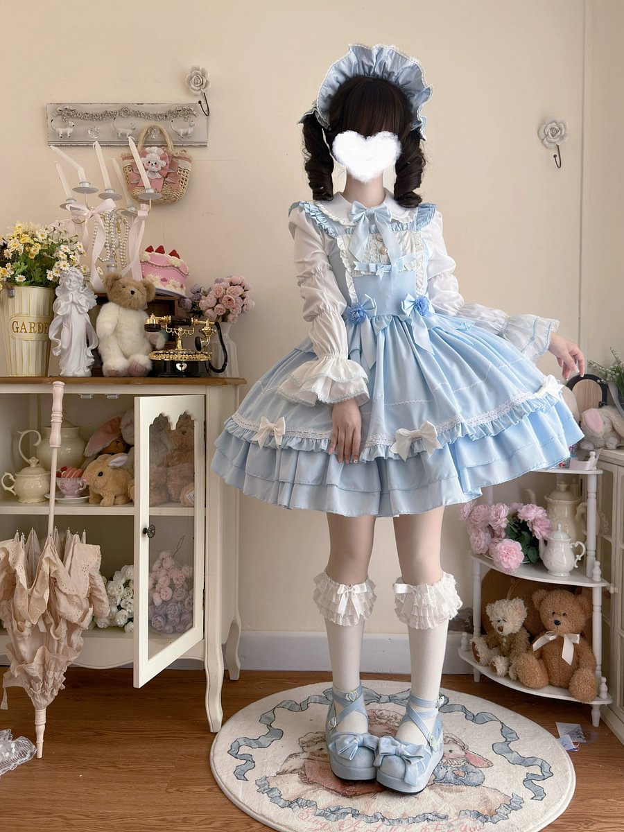 Sweet Lolita JSK Dress for Summer with Bow Red Pink Blue Black ColorDress