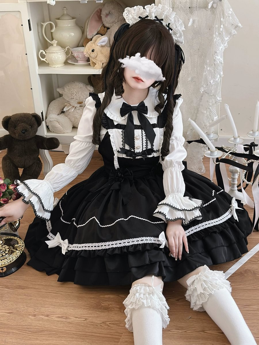 Sweet Lolita JSK Dress for Summer with Bow Red Pink Blue Black ColorDress