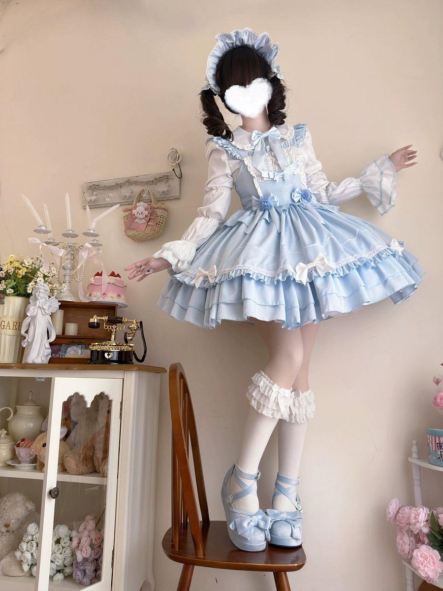 Sweet Lolita JSK Dress for Summer with Bow Red Pink Blue Black ColorDress