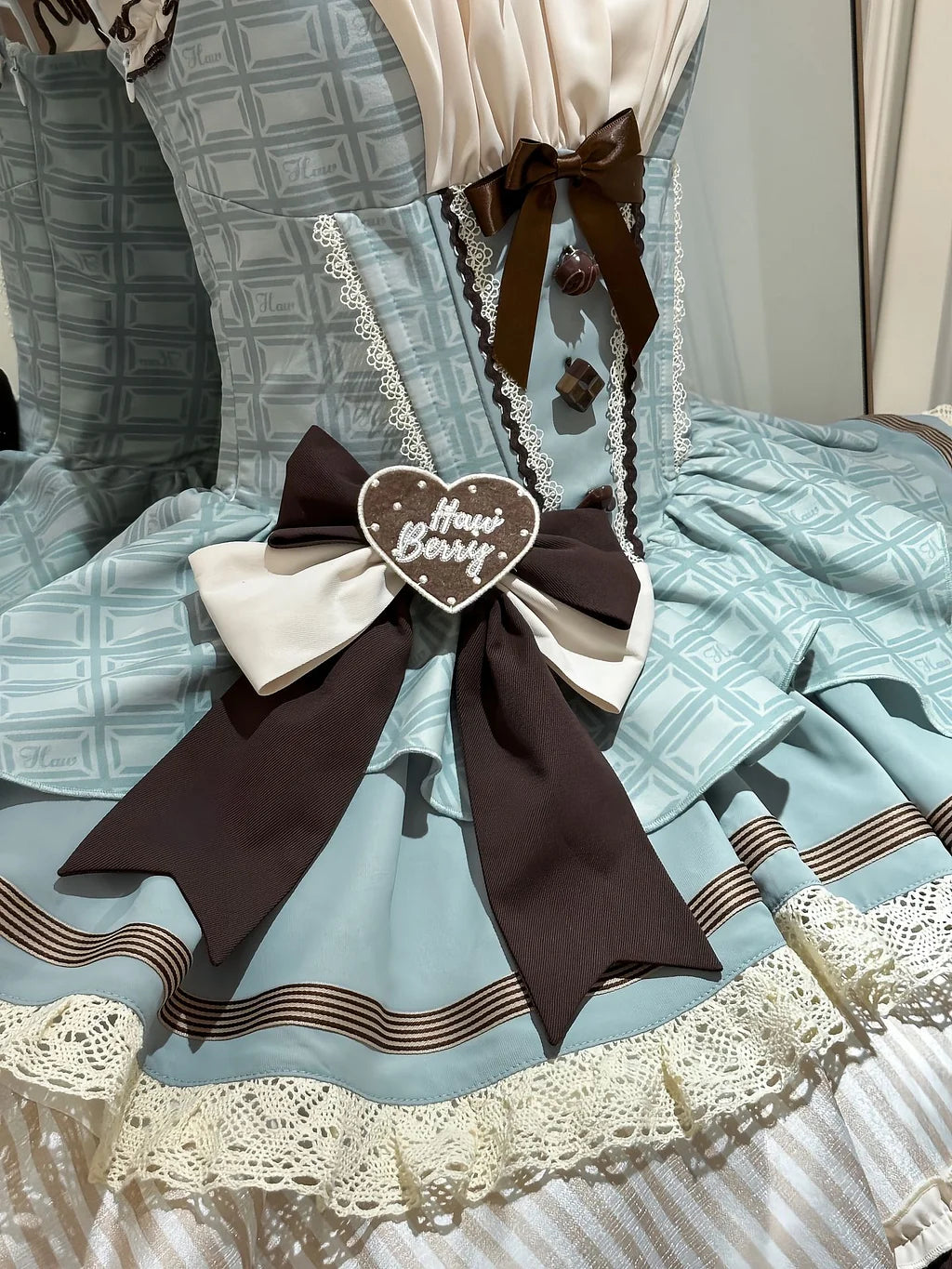 Sweet Lolita Mint Chocolate Lolita Cake Cream Dress Bow Girl Cute Trouser Dress Jumper Skirt