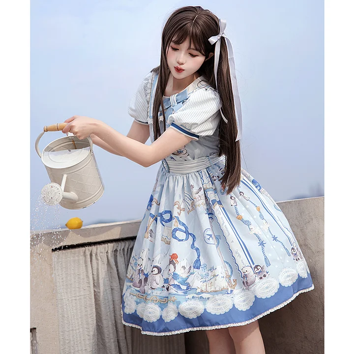 Sweet Lolita Navy Blue New Lolita Princess Dress with Bow Original Dress