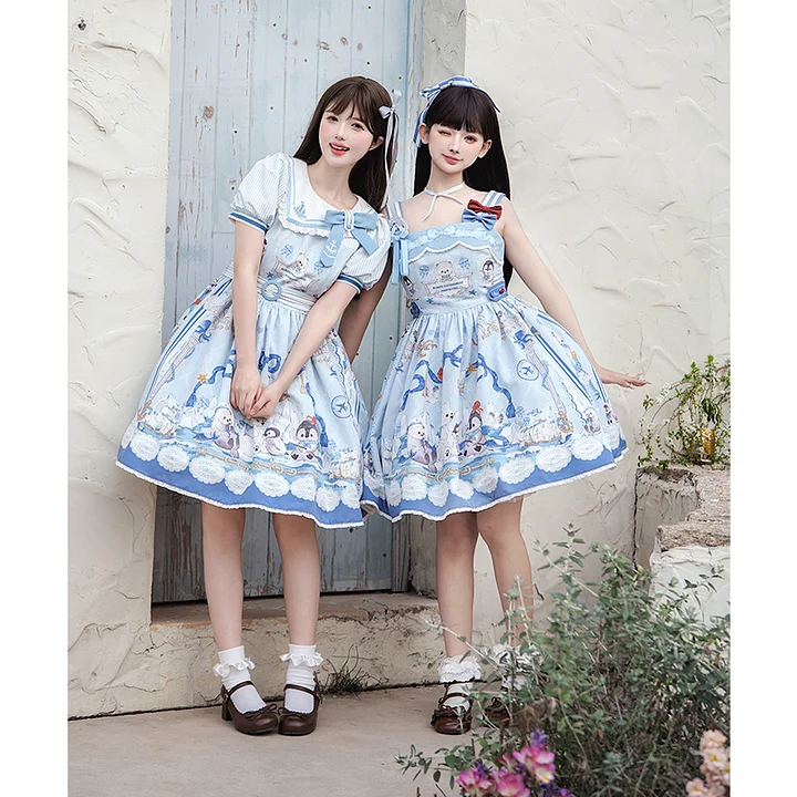 Sweet Lolita Navy Blue New Lolita Princess Dress with Bow Original Dress