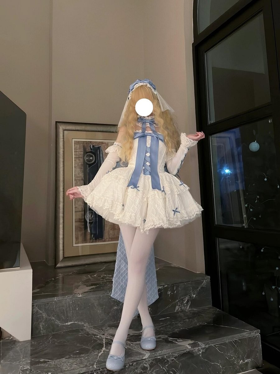 Sweet Lolita Pink Blue Cute Suspende Bat Mitzvah Princess Dress JSK