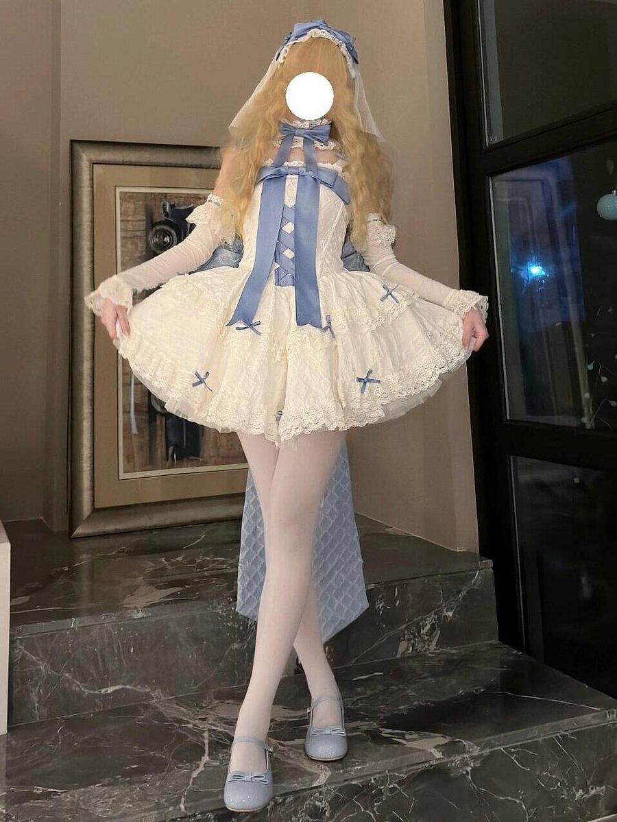 Sweet Lolita Pink Blue Cute Suspende Bat Mitzvah Princess Dress JSK