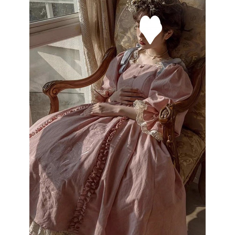 Sweet Lolita Pink French Lolita Princess Dress Vintage Classic Dress Court Victorian Dress