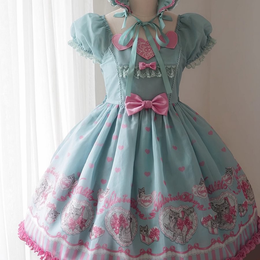 Sweet Lolita Pink Little Fresh Waist Lolita Jacquard Print Dress JSK