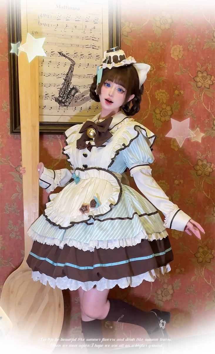 Sweet Lolita Pod Dress Cute Lolita Lolita Dress Set Mint Green Blue Chocolate  Dress