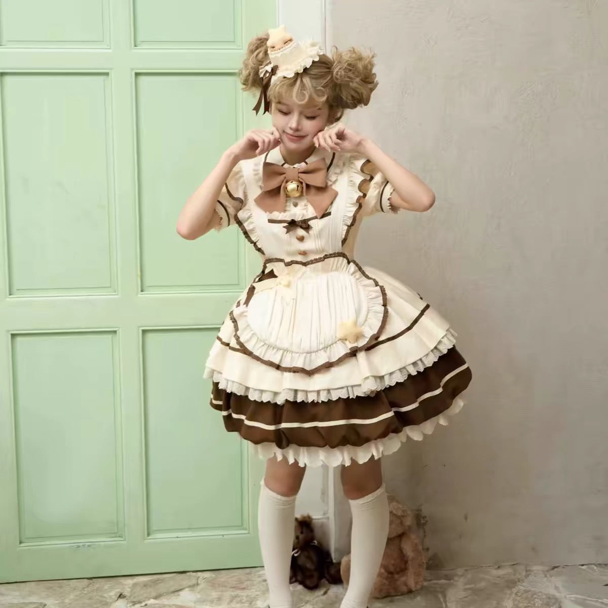 Sweet Lolita Pod Dress Cute Lolita Lolita Dress Set Mint Green Blue Chocolate  Dress