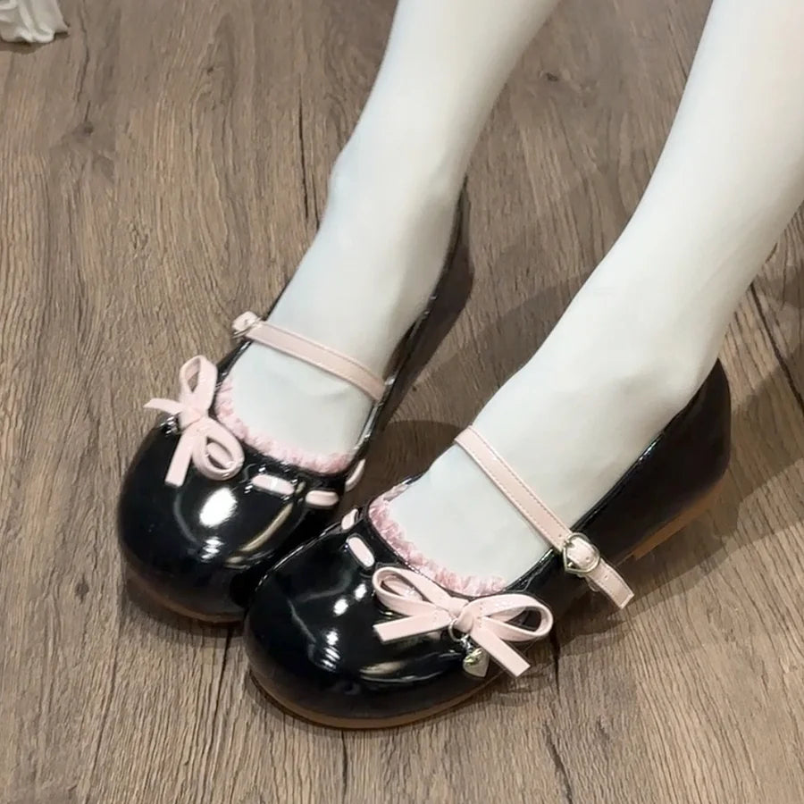 Sweet Lolita shoes Scalloped-Edge Light Blue Green Blue Square Round Head Cute Versatile Mary Jane