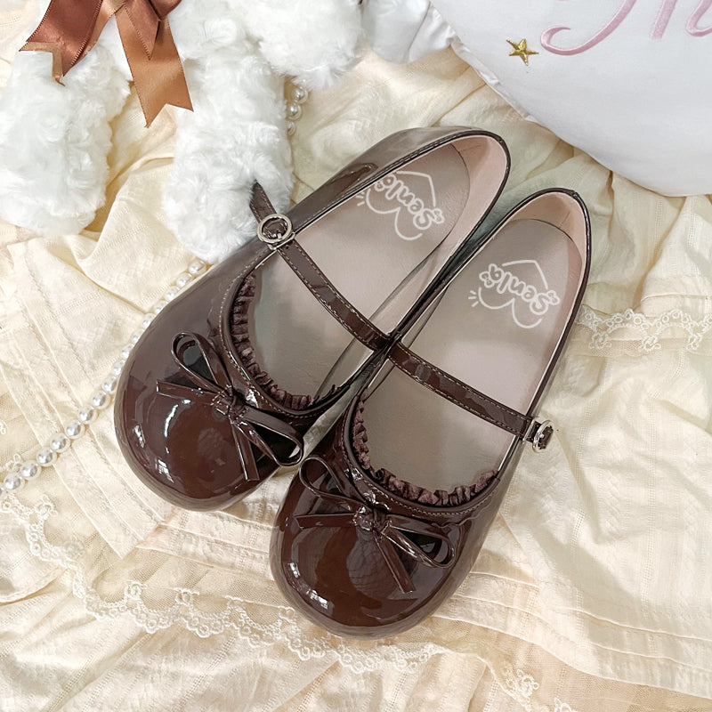 Sweet Lolita Shoes Soft Tones Decorative Mary Jane Shoesbow Flat Single Shoes