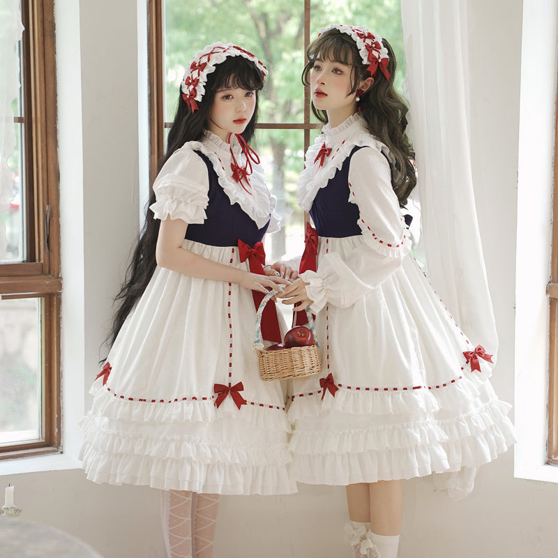 Sweet Lolita Twin - Style white dress with Bow Dress Daily Lolita Dress Light Lolita
