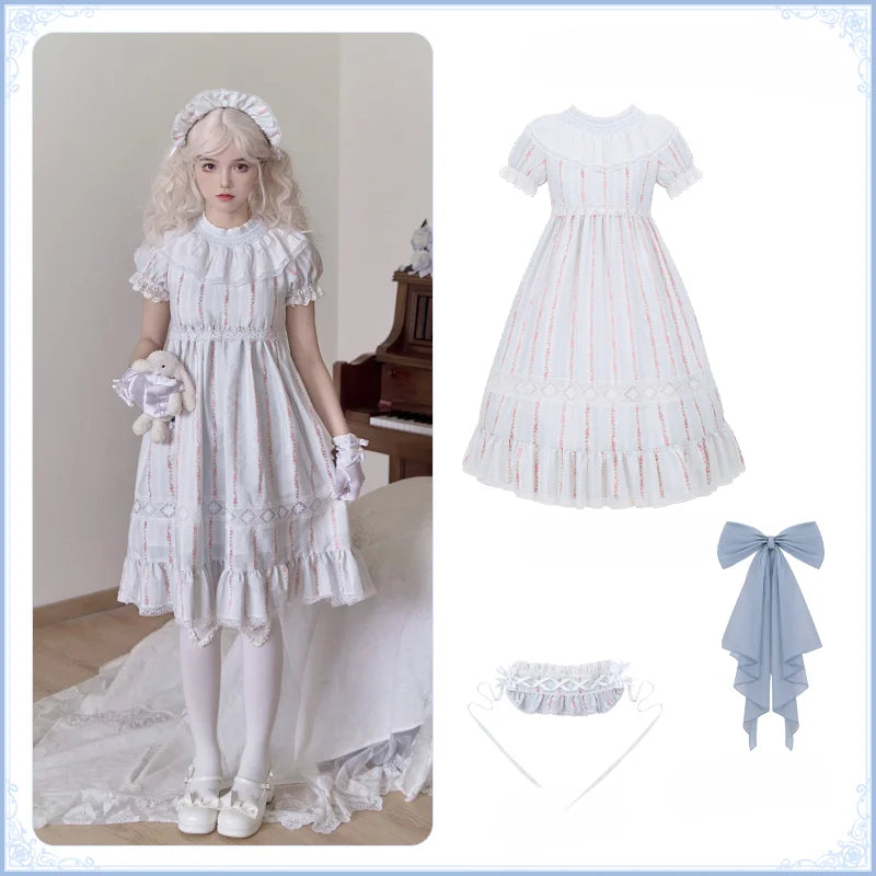Sweet Lolita Vintage Dress Pure Cotton Doll Sense Neckline Daily Light Lolita