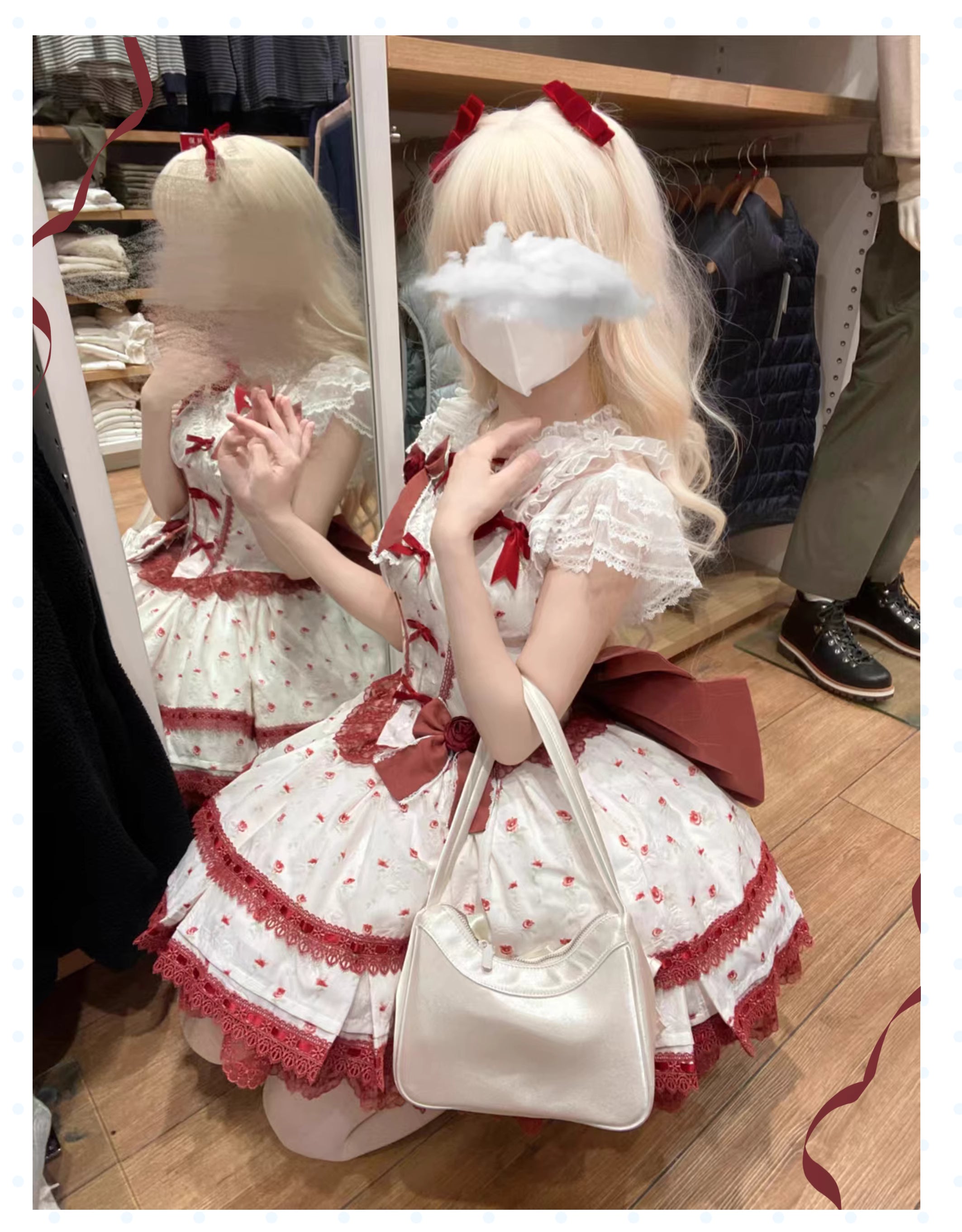 This Wine Red Sweet Lolita JSK Dress Set is designed to capture both elegance and charm. Featuring multi-layered ruffles, delicate lace, and playful bowknot details, it creates a full, romantic silhouette. The rich wine red tone brings a vintage yet refined atmosphere, while the printed accents add a touch of storytelling beauty. Perfect for tea parties, photoshoots, or festive occasions, this dress set embodies the timeless allure of classic Lolita style.