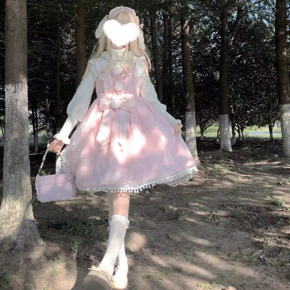 Sweet Lolita Winter Christmas Outfit Velvet JSK Dress and Cape Two Piece Set