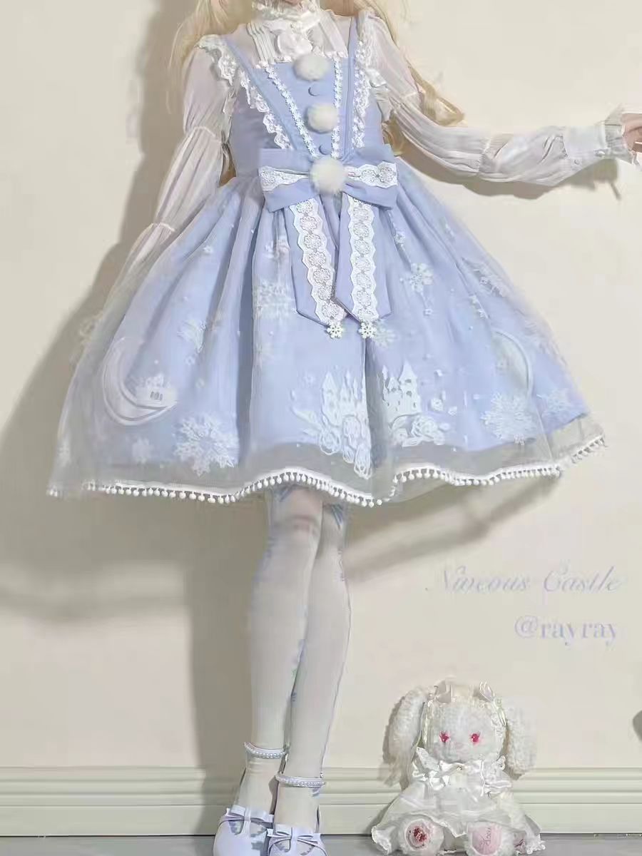 Sweet Lolita Winter Christmas Outfit Velvet JSK Dress and Cape Two Piece Set