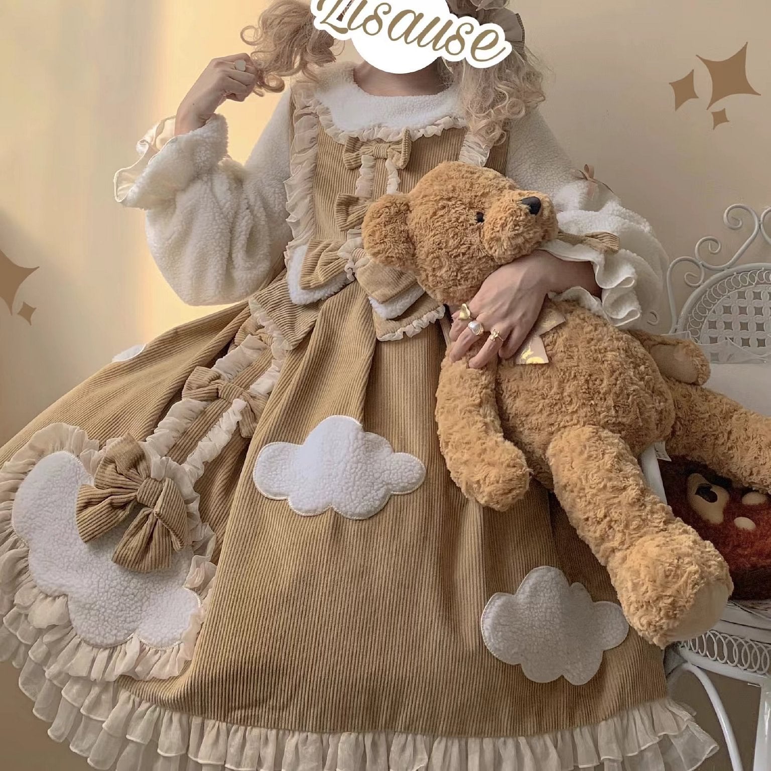 Sweet Winter Velvet Lolita Dress Pink Blue OP Dress