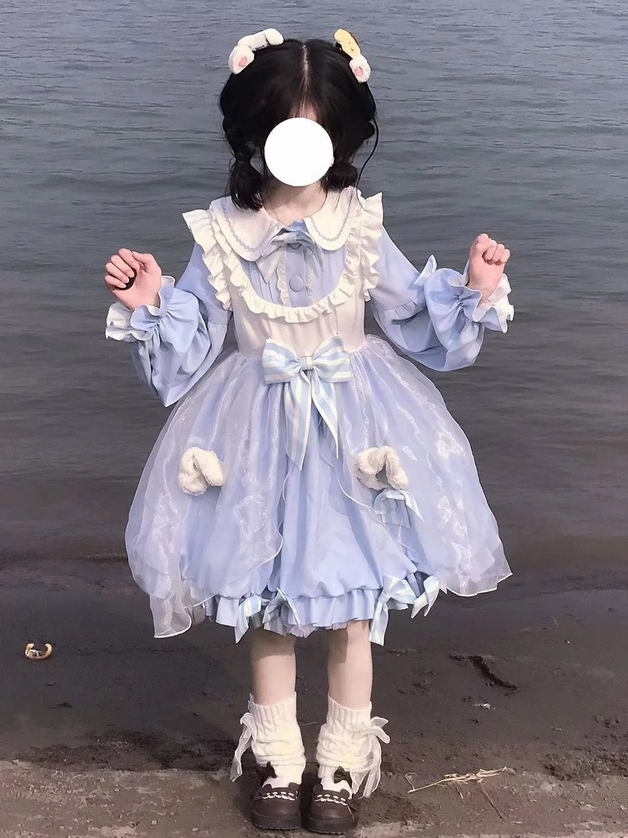 Sweet and Cute Bear OP Lolita Pink Long-sleeved Lolita Dress