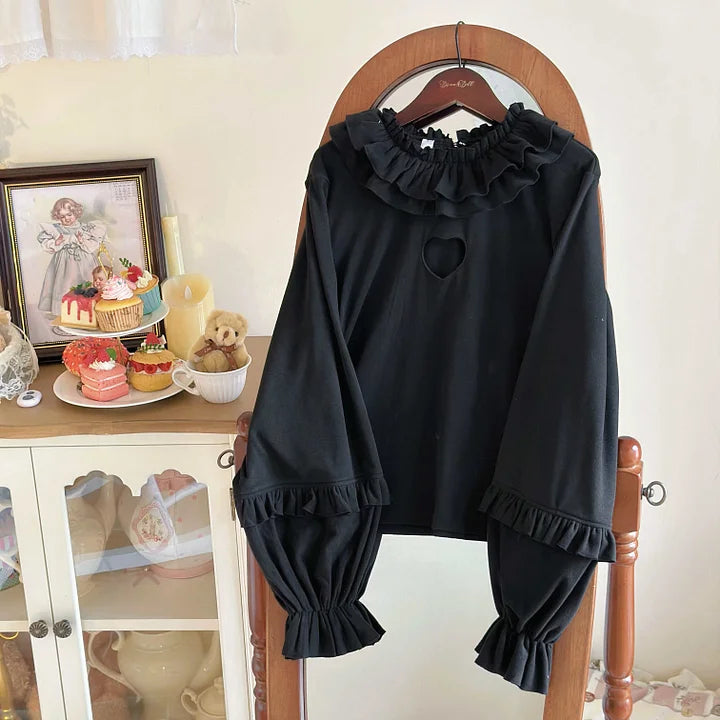 Sweet and Cute Japanese Lolita Dress with Versatile Lantern Sleeves and Long-sleeved Blouse Shirt