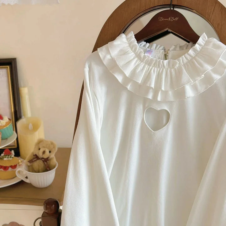 Sweet and Cute Japanese Lolita Dress with Versatile Lantern Sleeves and Long-sleeved Blouse Shirt