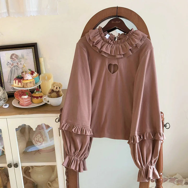 Sweet and Cute Japanese Lolita Dress with Versatile Lantern Sleeves and Long-sleeved Blouse Shirt