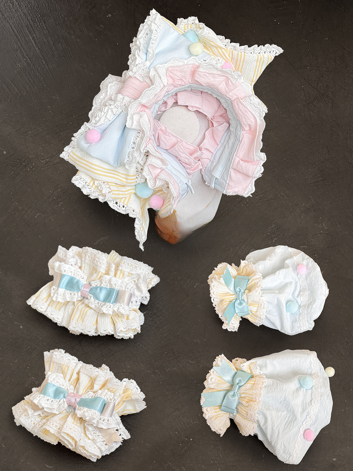 Hime Lolita Sweet and Elegant Pink Blue Short Cake Dress