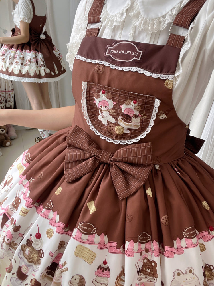 Sweet Lolita Chocolate Dress Cream Cake Lolita Dessert Themed Brown Jumper Dress