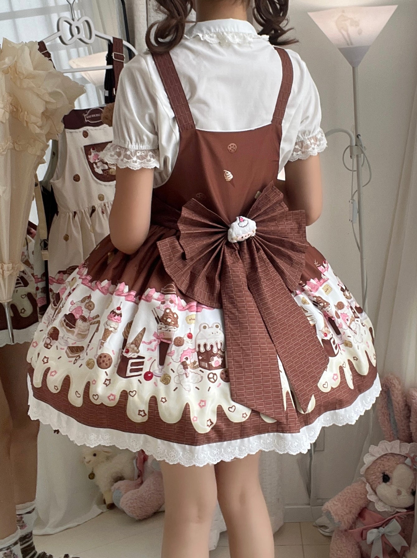 Sweet Lolita Chocolate Dress Cream Cake Lolita Dessert Themed Brown Jumper Dress