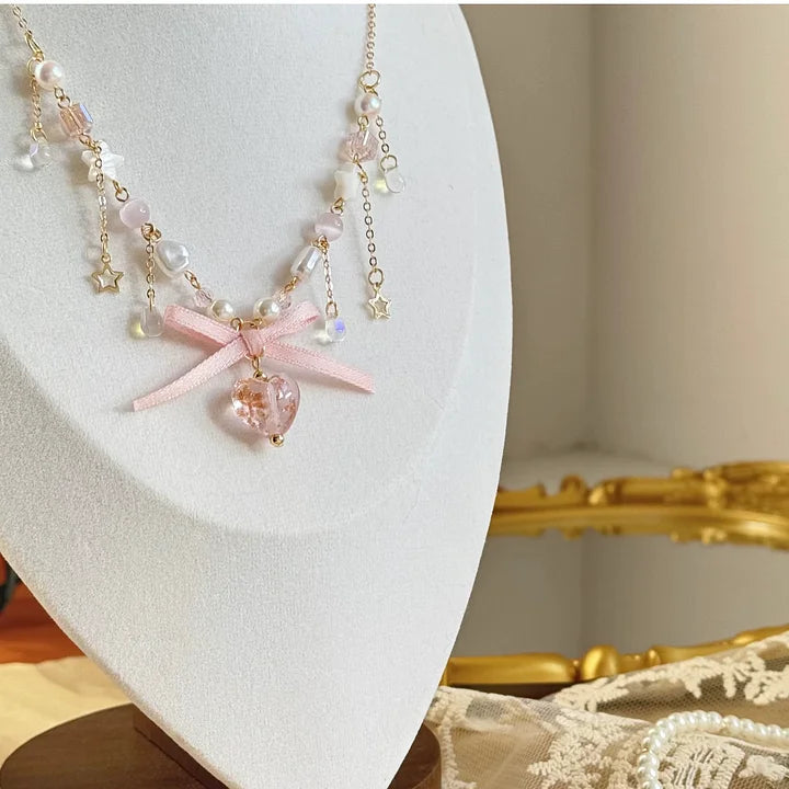 Sweetheart Bow Love Shell Star Necklace Lolita Accessory Sweet Girl